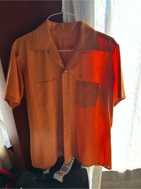 Arrow Short-Sleeve Button-Down Shirt - Orange vintage
